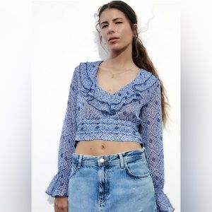 Zara ruffled print blouse